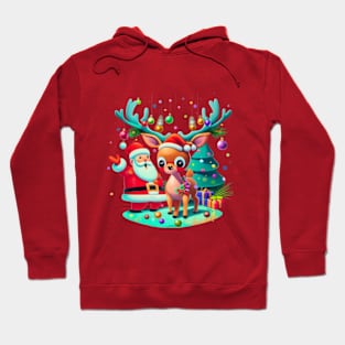 Cute Santa and Reindeer Hoodie